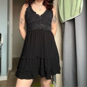Streetwear Society Black Crochet Mini Dress